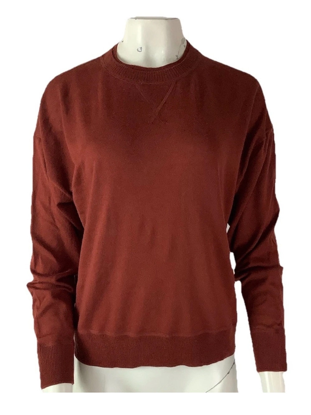 J Crew Sz S 100% Merino Wool Oversized Crewneck Pullover Sweater Cayenne Red